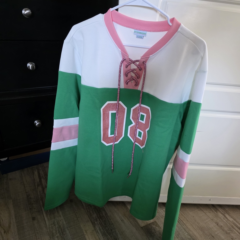 Alpha Kappa Alpha Green & Pink Hockey Jersey - XL